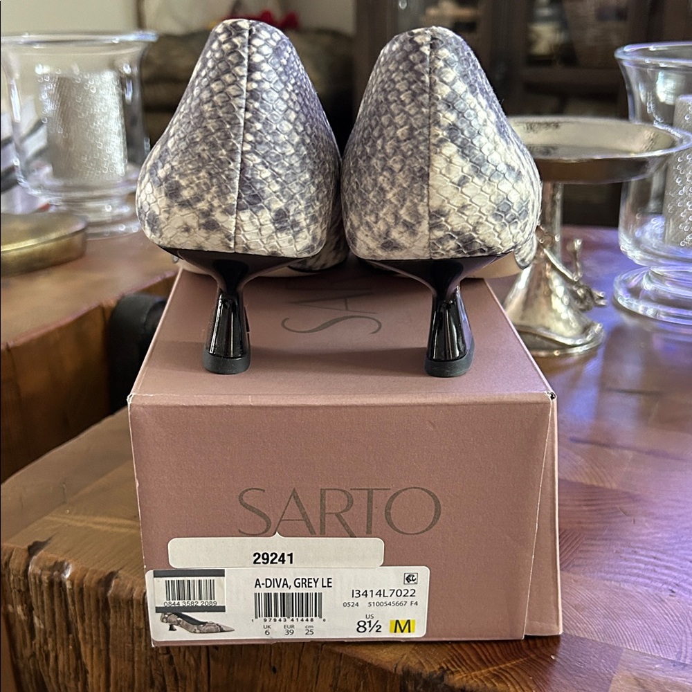 Franco Sarto Snakeskin Heels in Black and Gray - Picture 3 of 5
